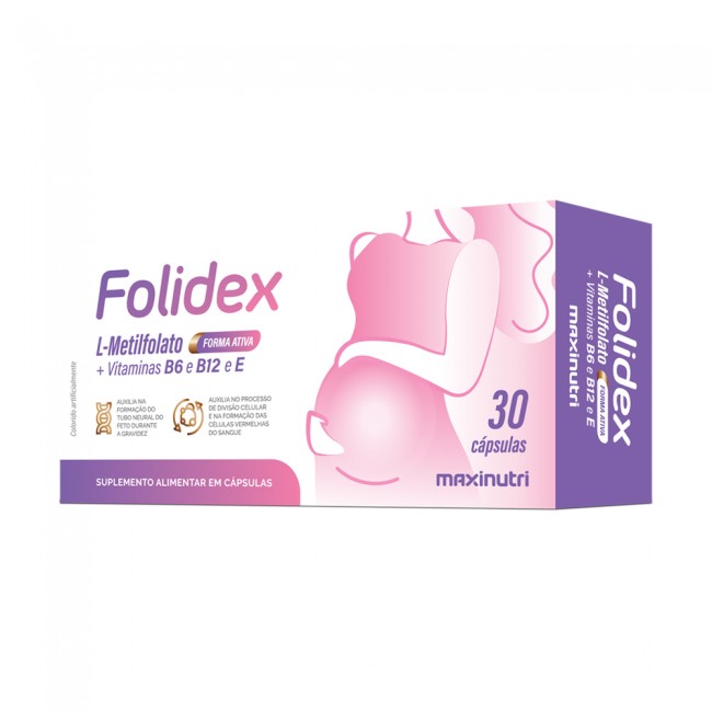 Folidex L-Metilfolato Vitaminas B6-B12-E 30 Cápsulas