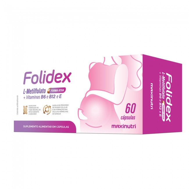 Folidex Metilfolato 420mcg g + Vitaminas B6-B12-E 60 Cápsulas 