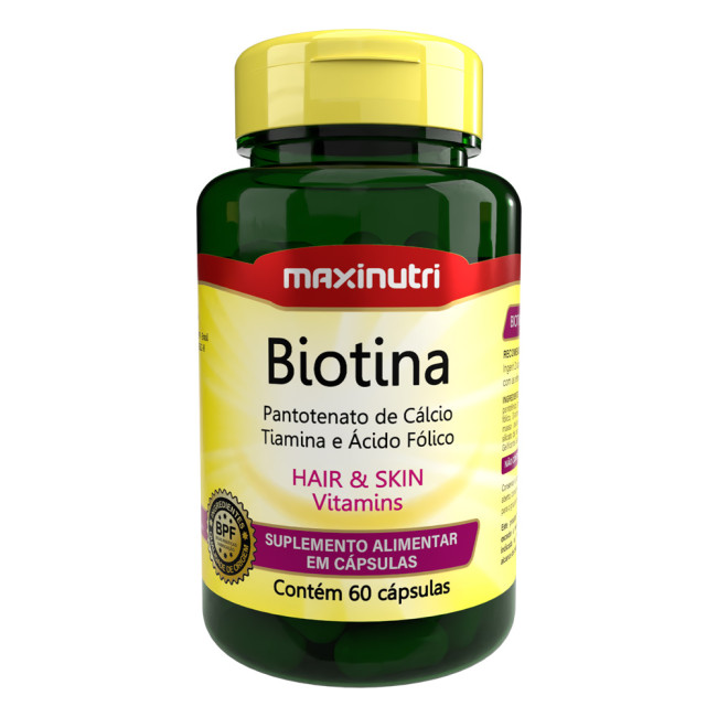 Biotina Vitamina B1 B5 Ácido Fólico 60 Cápsulas