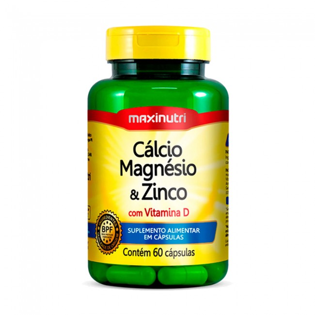 Cálcio Magnésio Zinco Vitamina D 600mg 60 Cápsulas
