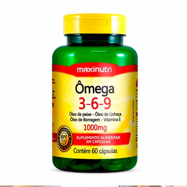 Ômega 3 6 9 Linhaça Borragem Vitamina E 1000mg 60 Cápsulas