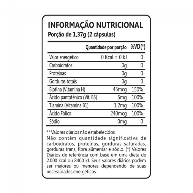 Biotina Vitamina B1 B5 Ácido Fólico 60 Cápsulas Biotina Vitamina B1 B5 Ácido Fólico 60 Cápsulas