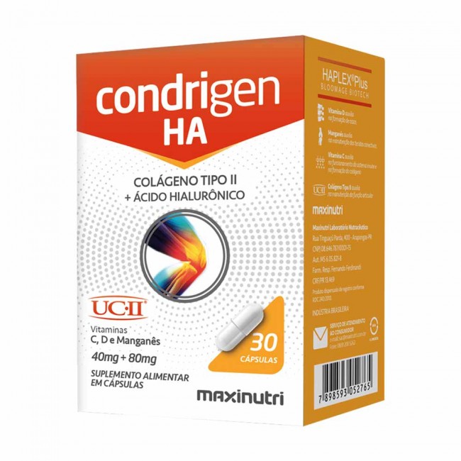 Condrigen H.A. Colágeno Tipo II + Ácido Hialurônico 30 Cápsulas