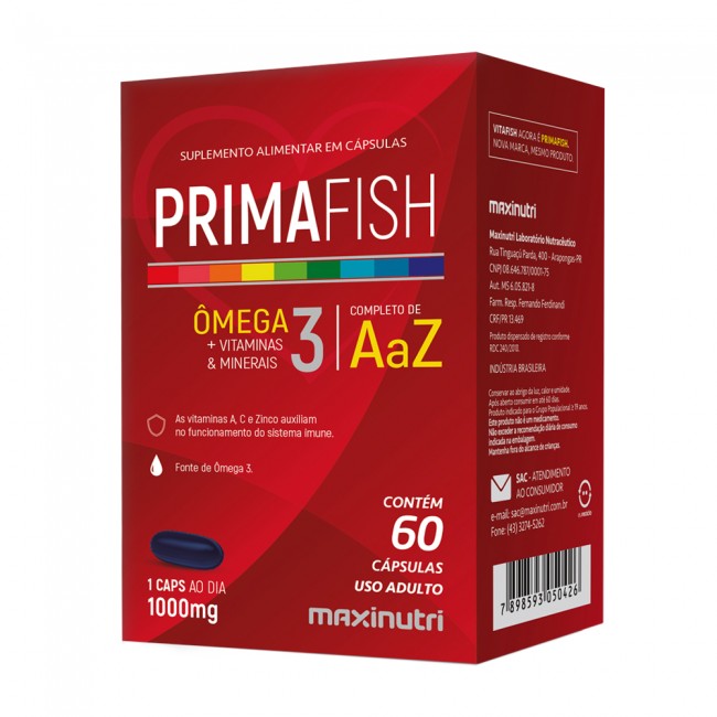Primafish Ômega 3 Polivitaminas e Minerais 60 Capsulas