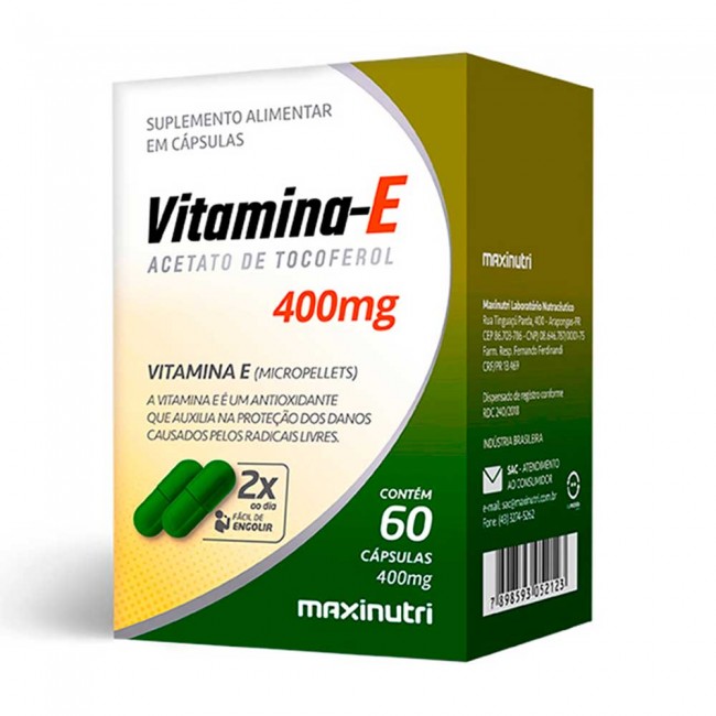 Vitamina E Antioxidante 400mg 60 Cápsulas