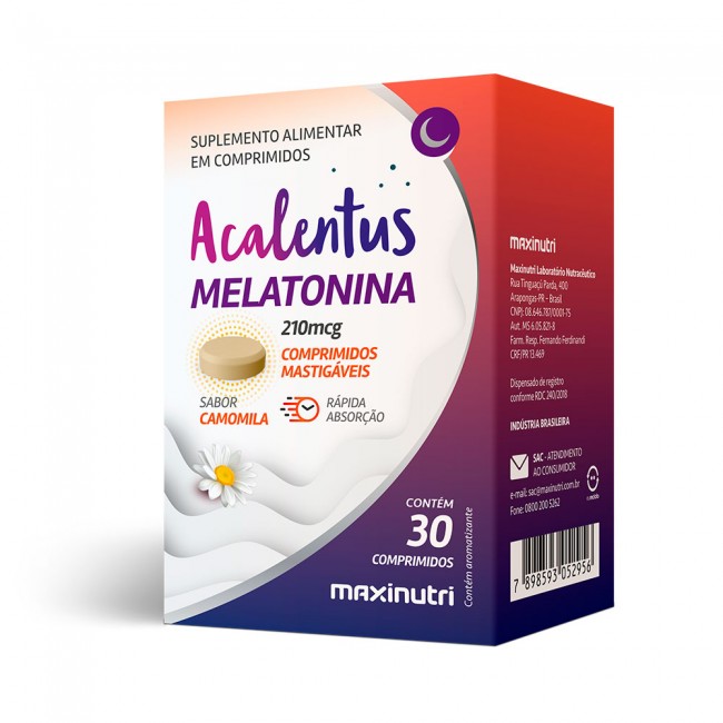 Acalentus Melatonina + Camomila Mastigável 30 Comprimidos