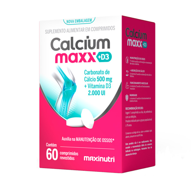 Calcium Maxx + D3 e Cálcio 60 Comprimidos Calcium Maxx + D3 e Cálcio 60 Comprimidos