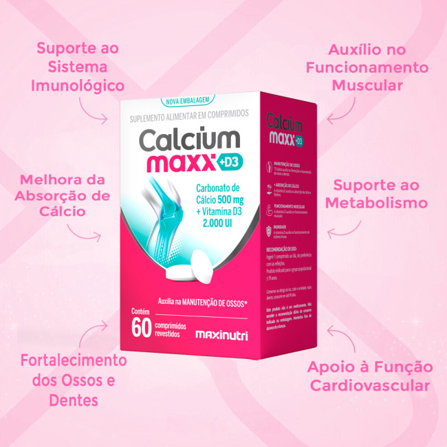 Calcium Maxx + D3 e Cálcio 60 Comprimidos Calcium Maxx + D3 e Cálcio 60 Comprimidos