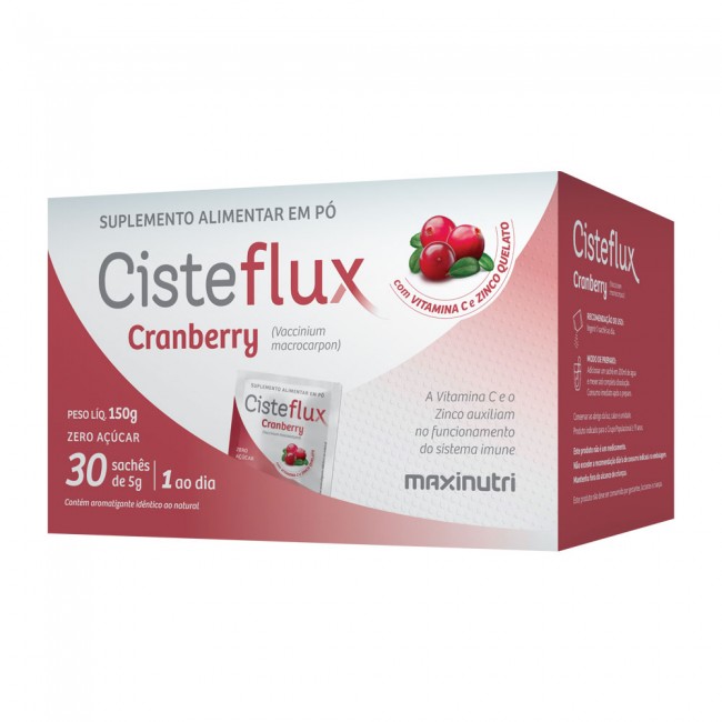 Cisteflux Cranberry Acido Ascórbico e Bisglicinato de Zinco 30 Saches de 5g