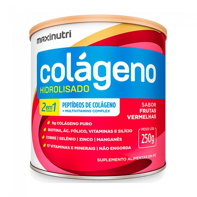 Colageno Hidrolisado Sabor Frutas Vermelhas Lata 250g