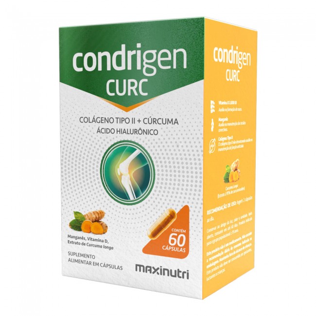 Condrigen Curc Colágeno Tipo 2 + Cúrcuma + Ácido Hialurônico 60 Cápsulas