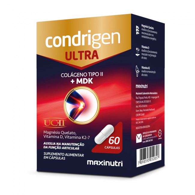 Condrigen Ultra Colágeno não Hidrolisado Tipo II + MDK 60 Cápsulas