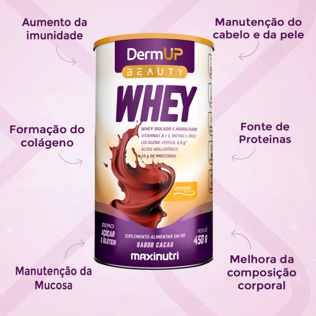 DermUp Beauty Whey Sabor Cacau 450g Maxinutri