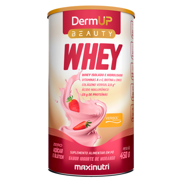 DermUp Beauty Whey Sabor Iogurte de Morango 450g Maxinutri DermUp Beauty Whey Sabor Iogurte de Morango 450g Maxinutri