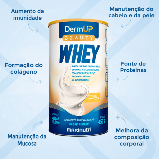 DermUp Beauty Whey Sabor Neutro 450g Maxinutri DermUp Beauty Whey Sabor Neutro 450g Maxinutri