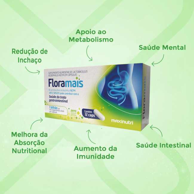 Floramais Probiotico Lactobacillus 12 Cápsulas