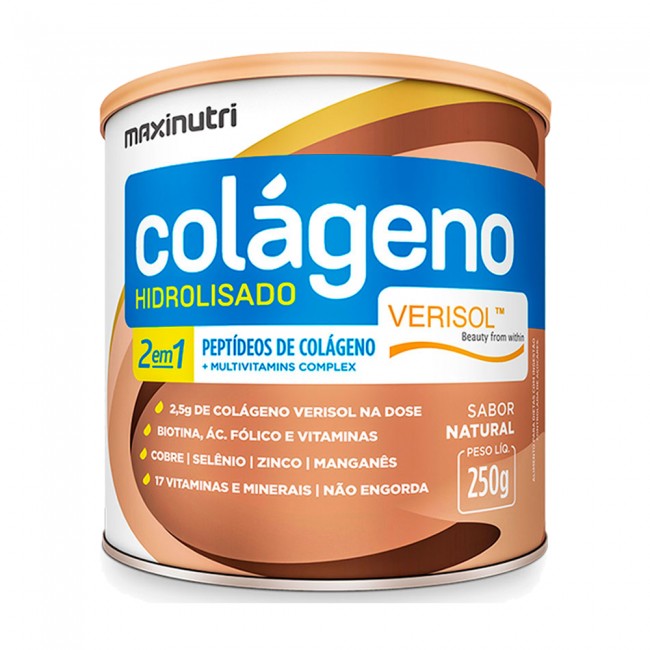 Kit Colágeno Verisol Natural 250g/DermUp Sachê/HairSkin Supreme + Necessaire