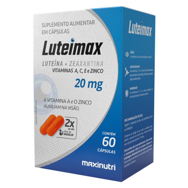 Luteimax Luteína e Zeaxantina 20mg 60 Cápsulas Maxinutri Luteimax Luteína e Zeaxantina 20mg 60 Cápsulas Maxinutri