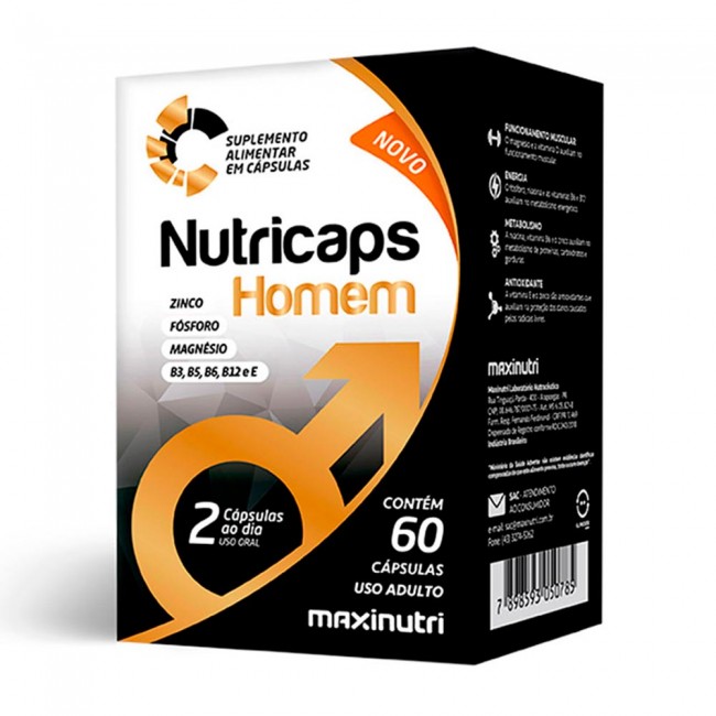 Nutricaps Homem Vitamínico Magnésio + Zinco 60 Capsulas