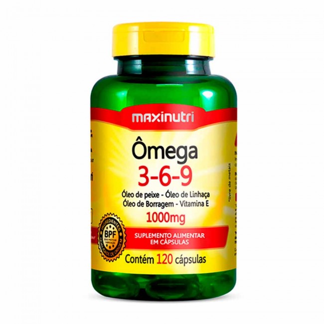 Ômega 3 6 9 Linhaça Borragem Vitamina E 1000mg 120 Cápsulas