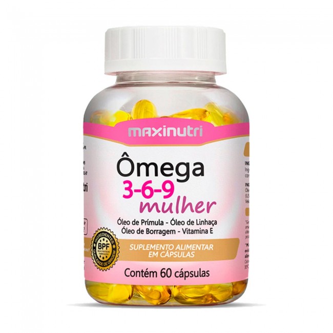 Ômega 3 6 9 Mulher Linhaça Prímula Borragem Vitamina E 60 Cápsulas