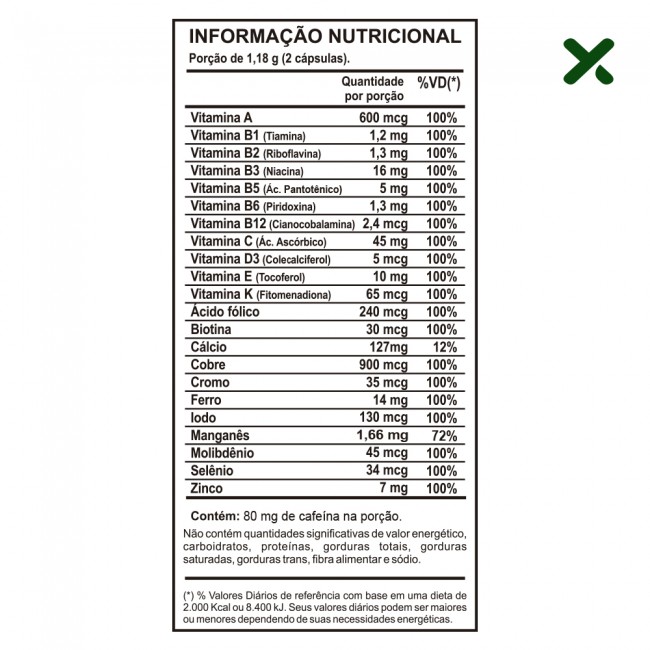 Viricaps Guaraná Polivitamínico 100% IDR 60 Cápsulas